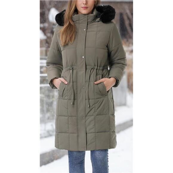 Women's Winter Coat Long Waterproof Parka - Warm Brown - Picture 5 of 7